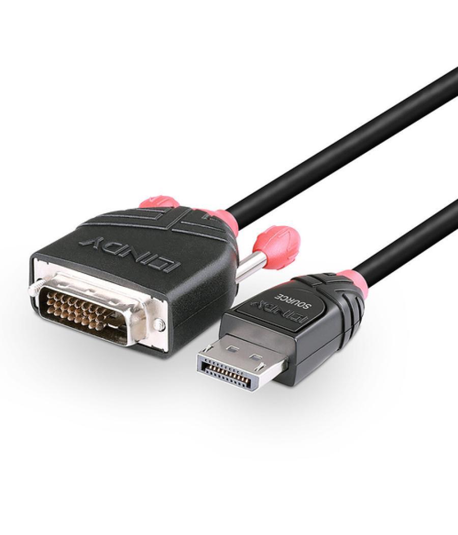 Lindy 41491 adaptador de cable de vídeo 2 m DisplayPort HDMI Negro