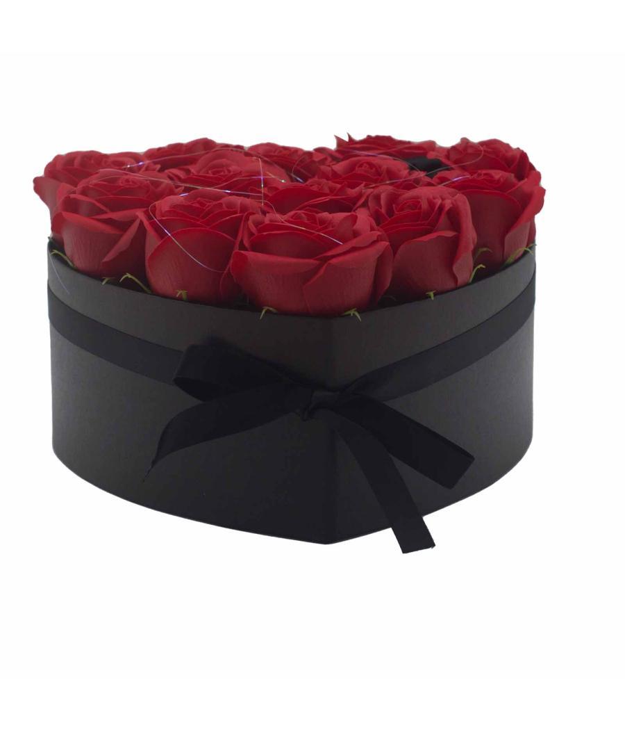 Caja de Regalo - Flor de Jabón 13 Rosas rojo - corazon