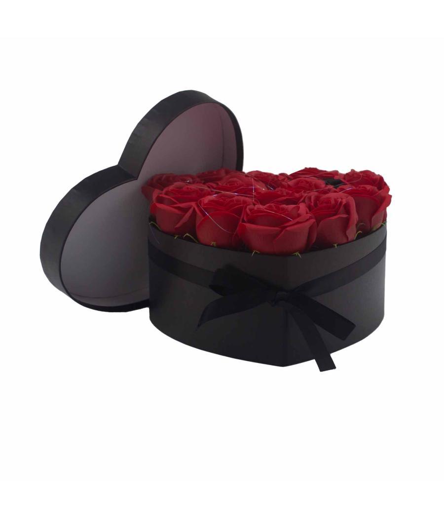 Caja de Regalo - Flor de Jabón 13 Rosas rojo - corazon