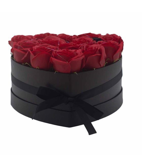 Caja de Regalo - Flor de Jabón 13 Rosas rojo - corazon