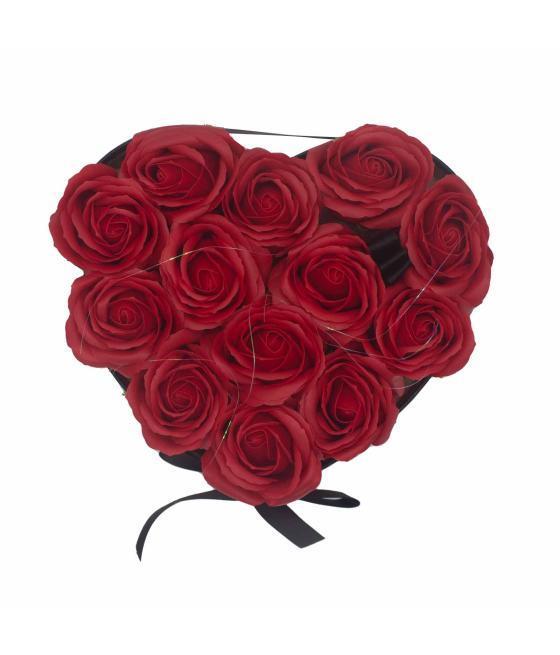 Caja de Regalo - Flor de Jabón 13 Rosas rojo - corazon