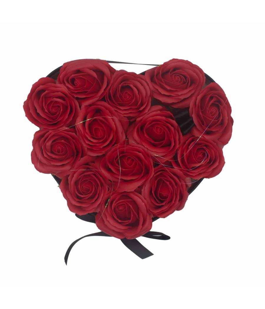 Caja de Regalo - Flor de Jabón 13 Rosas rojo - corazon
