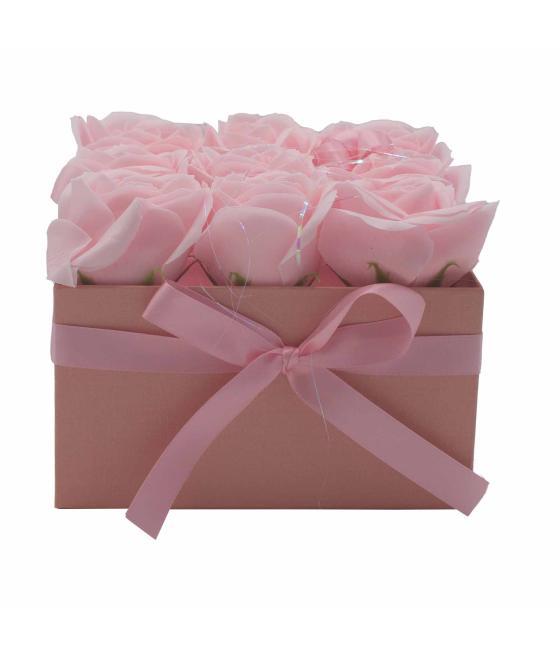Caja de Regalo - Flor de Jabón 9 Rosas Rosas - cuadrado