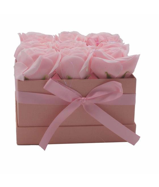 Caja de Regalo - Flor de Jabón 9 Rosas Rosas - cuadrado