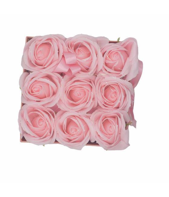 Caja de Regalo - Flor de Jabón 9 Rosas Rosas - cuadrado