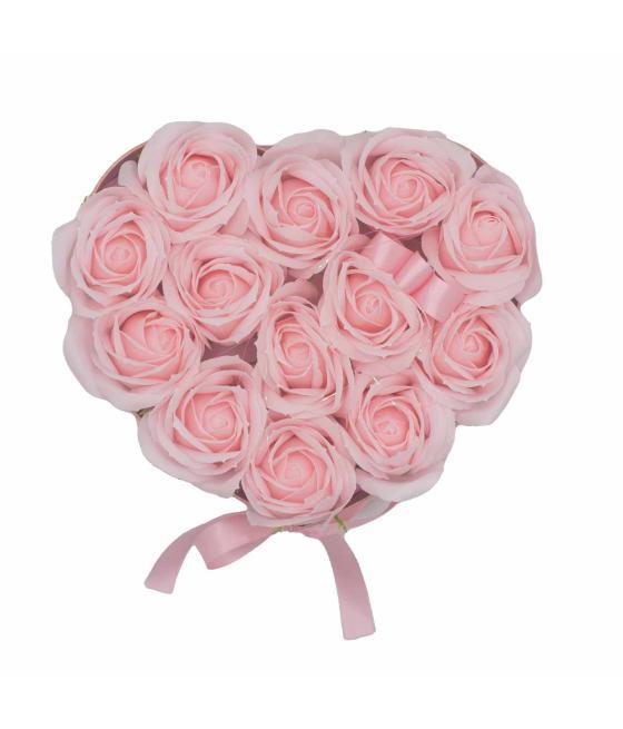 Caja de Regalo - Flor de Jabón 13 Rosas Rosas - corazon