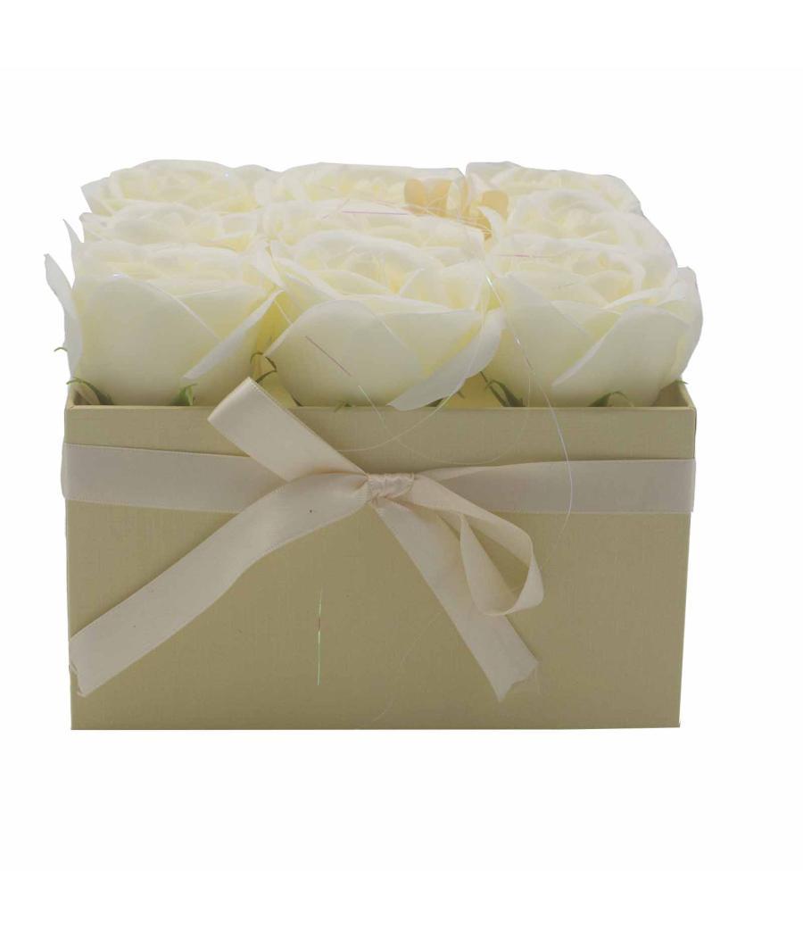 Caja de Regalo - Flor de Jabón 9 Rosas Crema - cuadrado