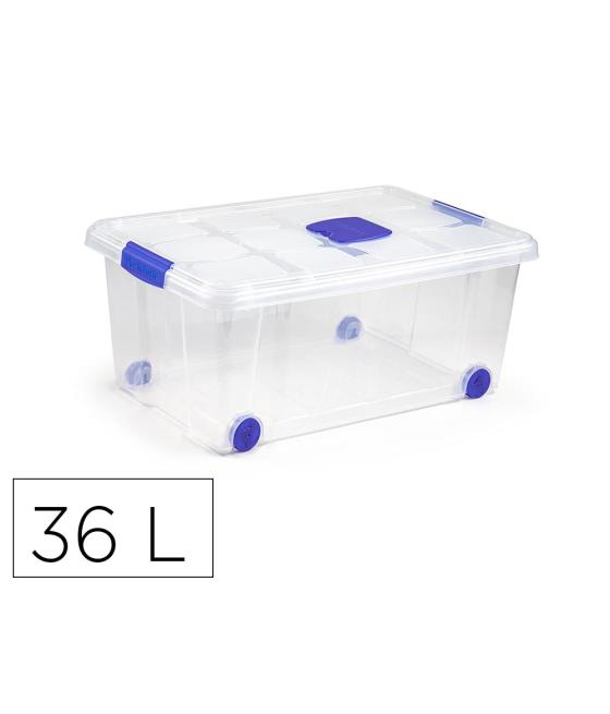 Contenedor plástico plasticforte n 3 transparente con tapa capacidad 36 l