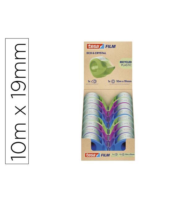 Miniportarrollo tesa film eco&cristal con 1 cinta 10 m x 19 mm colores surtidos