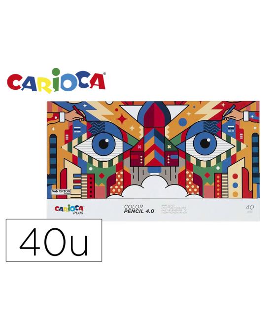 Lápices de colores carioca plus 4.0 caja premium de 40 unidades colores surtidos