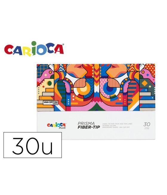 Rotulador carioca plus prisma fiber-tip de punta de fibra caja premium de 30 unidades colores surtidos