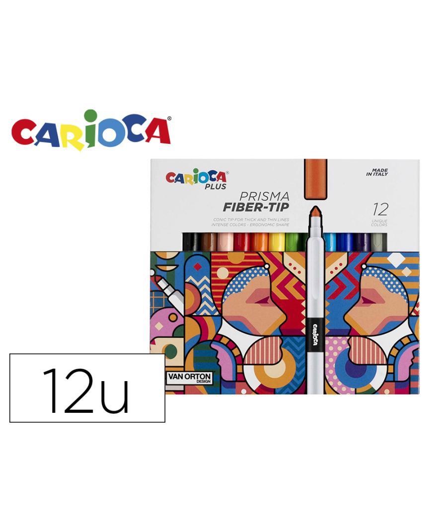 Rotulador carioca plus prisma fiber-tip de punta de fibra caja de 12 unidades colores surtidos