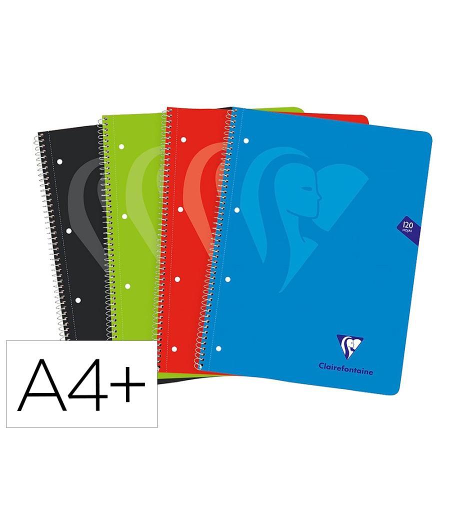 Cuaderno espiral clairefontaine notebook tapa forrada din a4+ micro 120h 90 gr 5 bandas color cuadro 5 mm