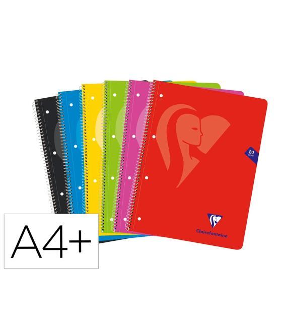 Cuaderno espiral clairefontaine notebook tapa blanda din a4+ micro 80 hojas 90 gr cuadro 5 mm colores