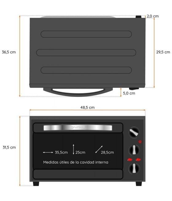 Horno de sobremesa grunkel hr-28n rm/ 1600w/ capacidad 28l