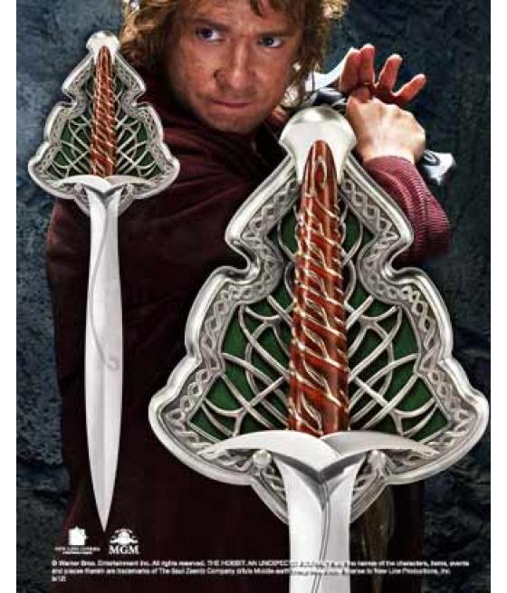 Replica espada de acero the noble collection el hobbit bilbo baggin dardo tamaño real 55 cm