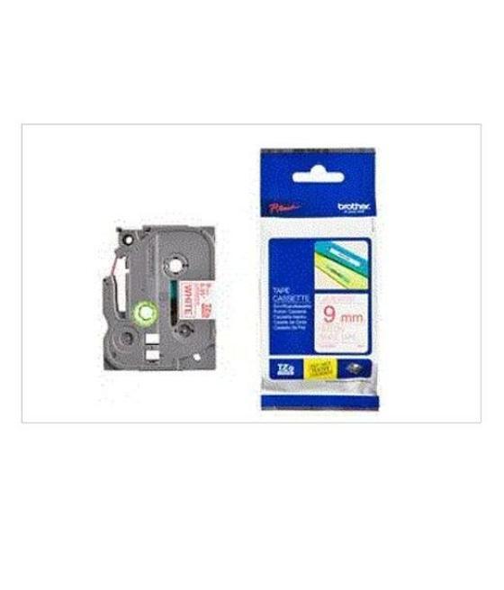 Brother cinta rotuladora laminada texto rojo sobre blanco - 9mmx8m