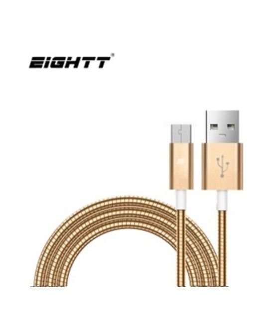 Eightt - Cable USB a MicroUSB 1.0M - Trenzado de Nylon - Color Oro - Imagen 1