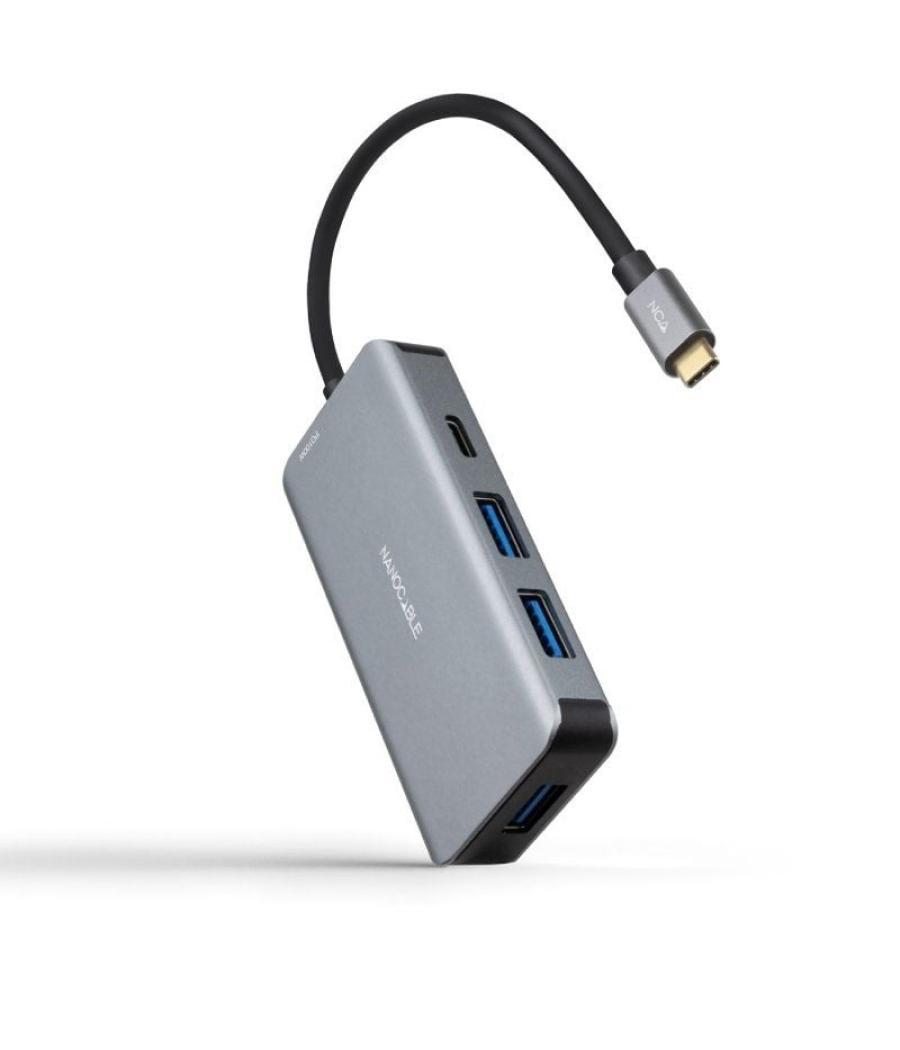 Hub usb 3.2 gen1 nanocable 10.16.1005/ 3xusb/ 1xusb tipo-c/ 1xusb tipo-c pd