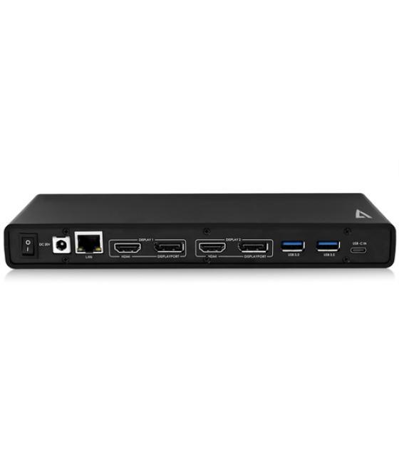 V7 Base de conexión USB-C universal con potencia de salida, monitor doble 4K, HDMI, DisplayPort y Displaylink de hasta 60 W