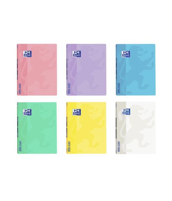 Libreta grapada oxford openflex tapa plástico din a4 48 hojas horizontal colores pastel surtidos
