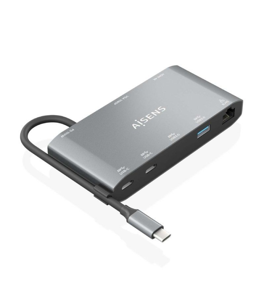 Docking usb tipo-c aisens asuc-8p010-gr/ 1xhdmi/ 1xvga/ 2xusb/ 1xrj45/ 2xusb tipo-c/ 1xusb tipo-c pd/ gris