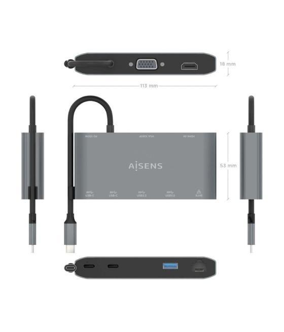 Docking usb tipo-c aisens asuc-8p010-gr/ 1xhdmi/ 1xvga/ 2xusb/ 1xrj45/ 2xusb tipo-c/ 1xusb tipo-c pd/ gris