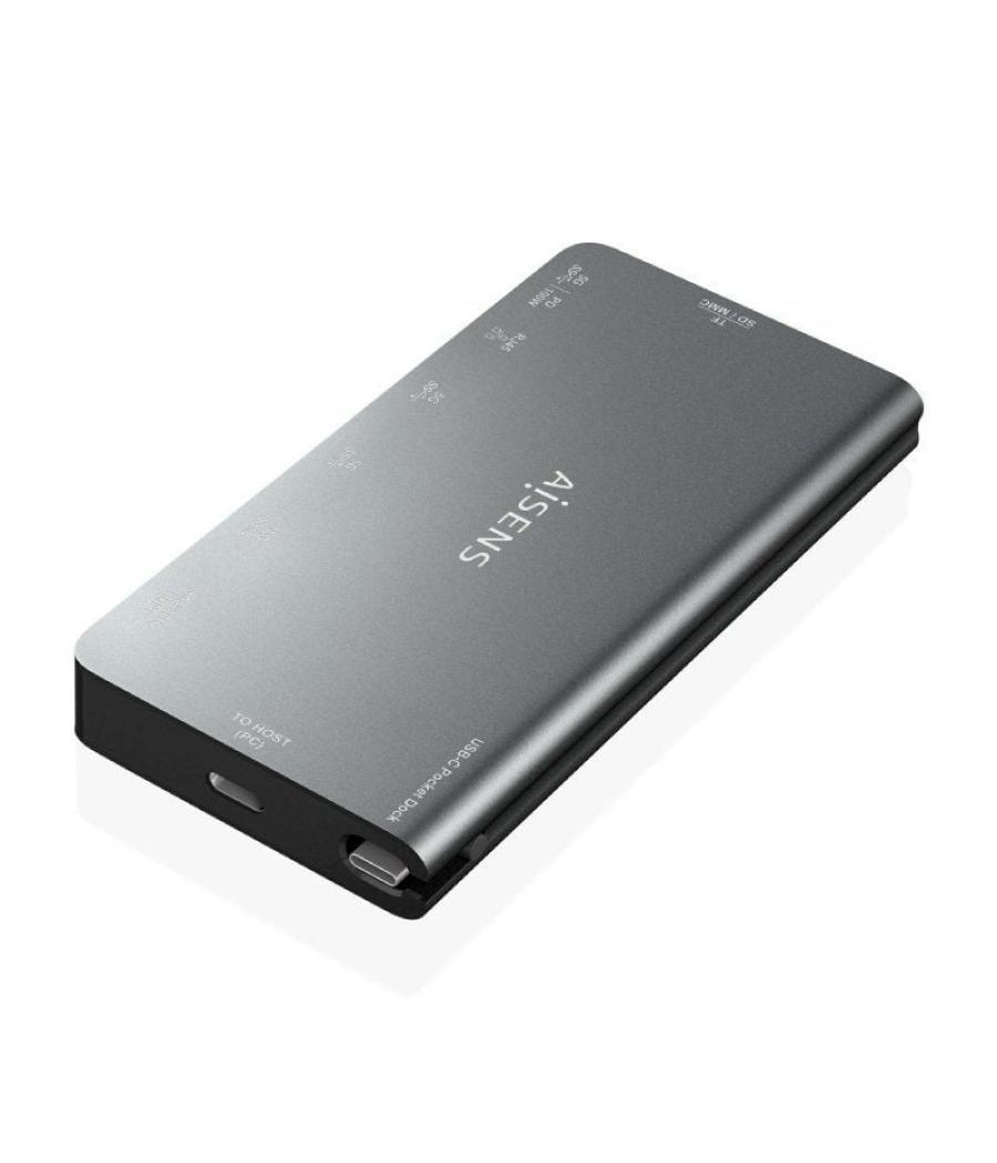 Docking usb tipo-c aisens asuc-8p015-gr/ 1xhdmi/ 3xusb/ 1xrj45/ 1xlector tarjetas / 1xusb tipo-c/ gris