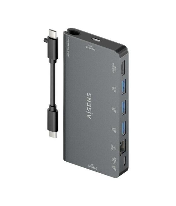 Docking usb tipo-c aisens asuc-8p015-gr/ 1xhdmi/ 3xusb/ 1xrj45/ 1xlector tarjetas / 1xusb tipo-c/ gris