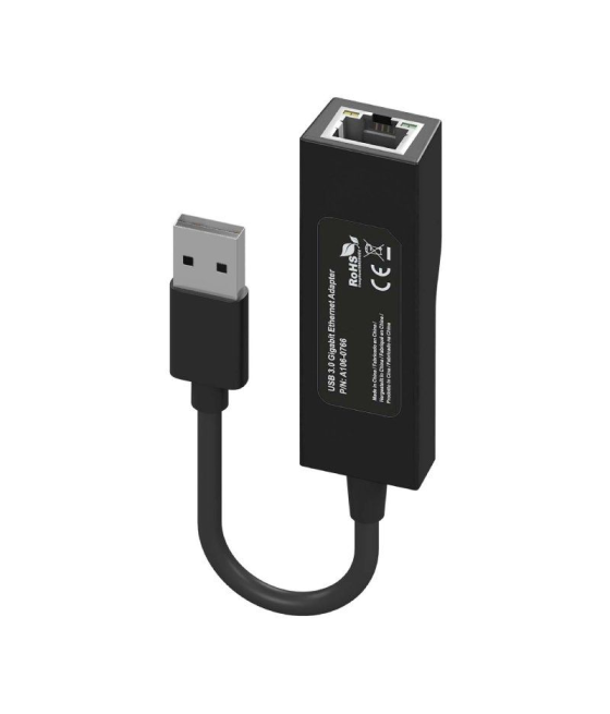 Adaptador usb 3.0 aisens a106-0766/ usb macho - rj45 hembra/ 15cm/ negro