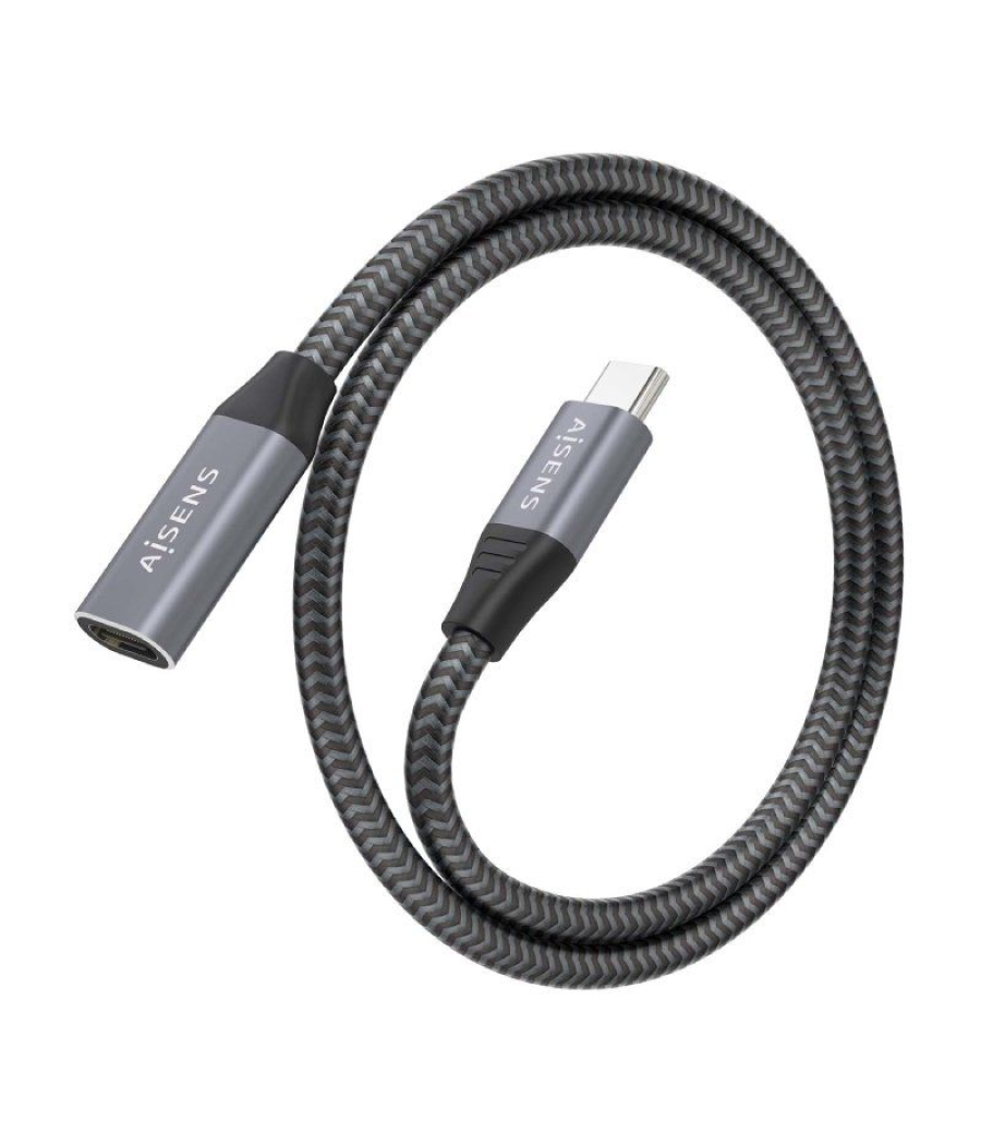 Cable alargador usb 3.2 aisens a107-0636/ usb tipo-c macho - usb tipo-c hembra/ hasta 100w/ 20gbps/ 2m/ gris