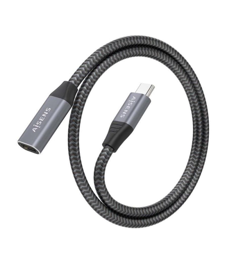 Cable alargador usb 3.2 aisens a107-0761/ usb tipo-c macho - usb tipo-c hembra/ hasta 100w/ 20gbps/ 1.5m/ gris