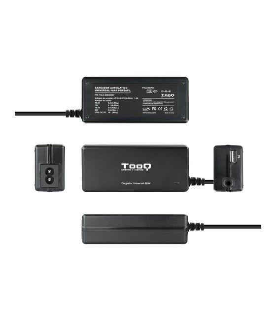 TooQ TQLC-65BS02AT adaptador e inversor de corriente Interior 65 W Negro - Imagen 4