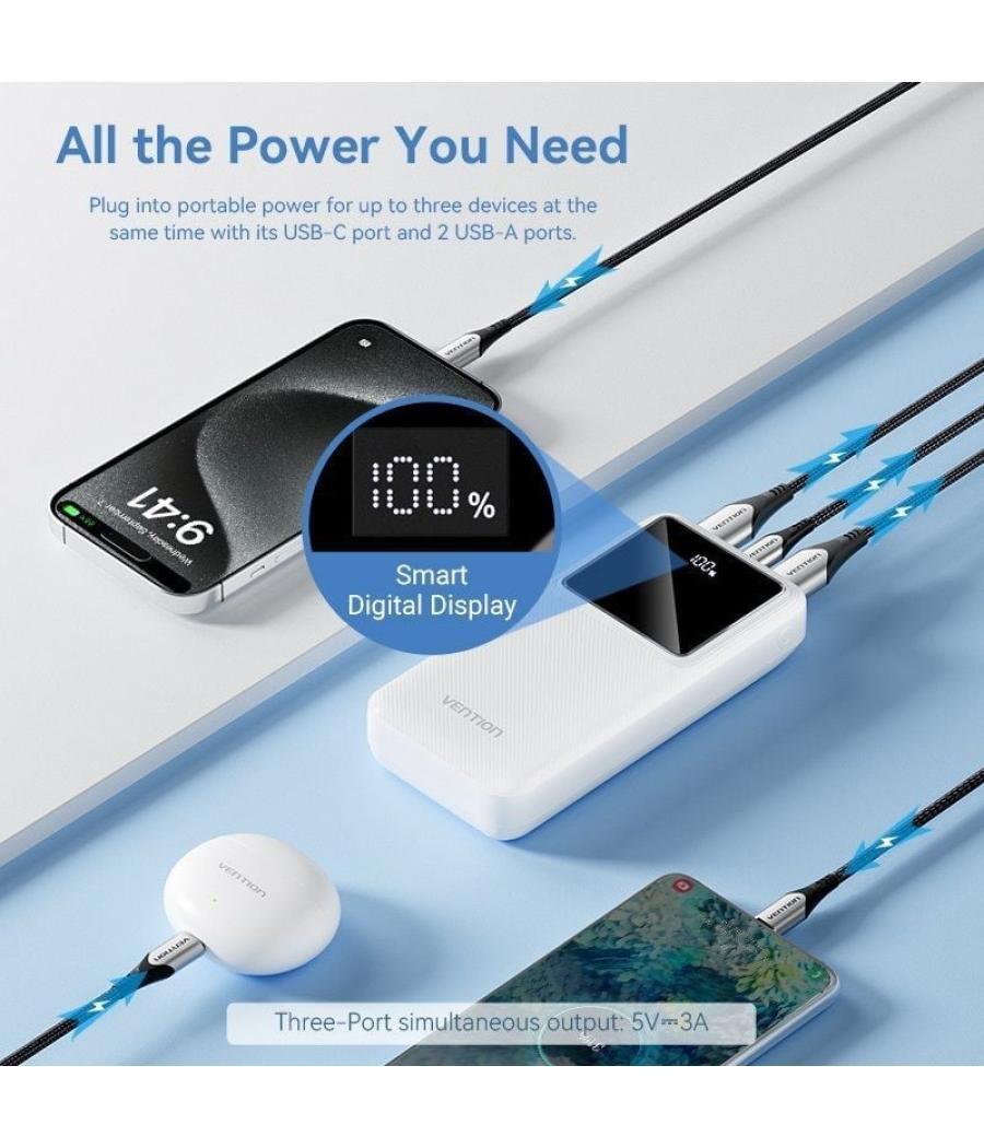 Powerbank 20000mah vention fhlb0/ 22.5w/ negra