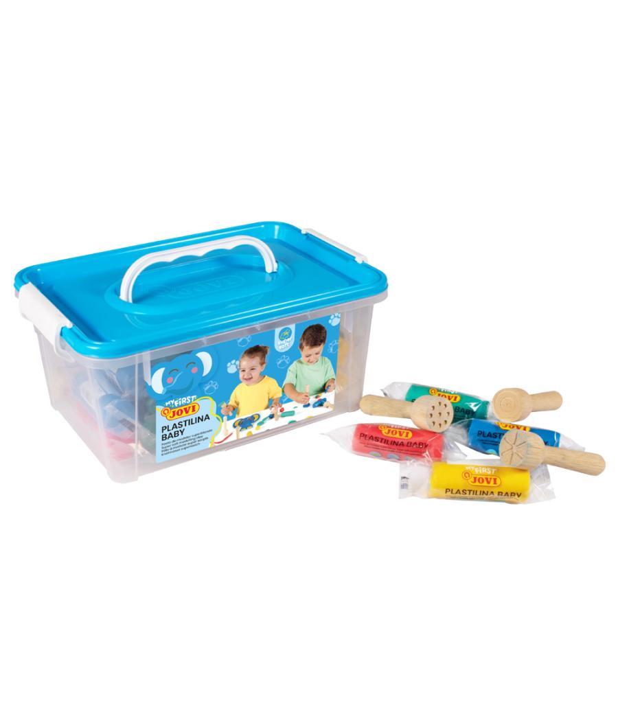 Plastilina jovi my first baby super blanda 38 g baul con 20 unidades colores surtidos + 9 sellos madera surtidos