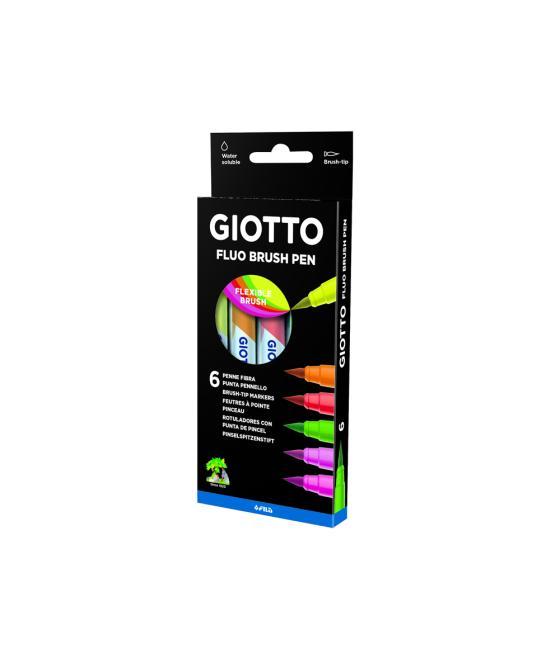 Rotulador giotto turbo soft fluo punta de pincel caja de 6 unidades colores surtidos