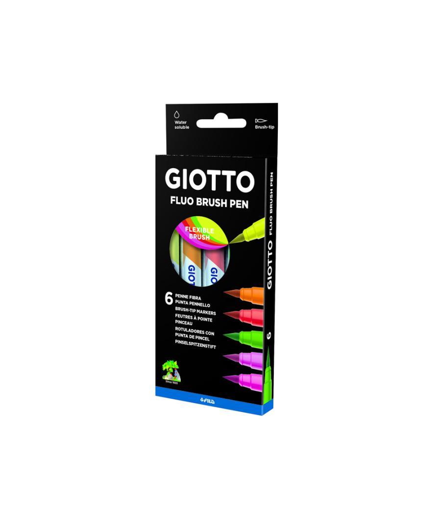 Rotulador giotto turbo soft fluo punta de pincel caja de 6 unidades colores surtidos