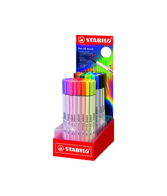 Rotulador stabilo acuarelable pen 68 brush arty line punta pincel expositor de 80 unidades colores surtidos