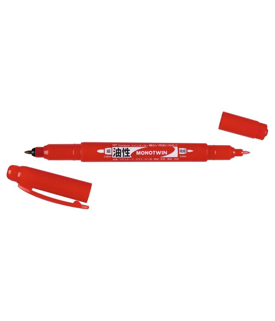 Rotulador tombow mono twin permanente doble punta fina y gruesa color rojo