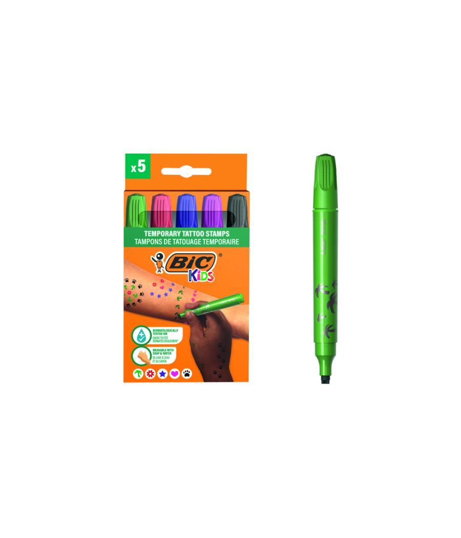 Rotulador bic kids tattoo sello caja de 5 unidades colores surtidos