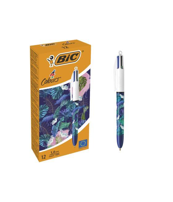 Bolígrafo bic cuatro colores botanico punta de 1 mm caja de 12 unidades