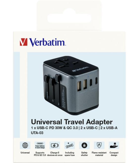 Verbatim 49545 adaptador de enchufe eléctrico Universal