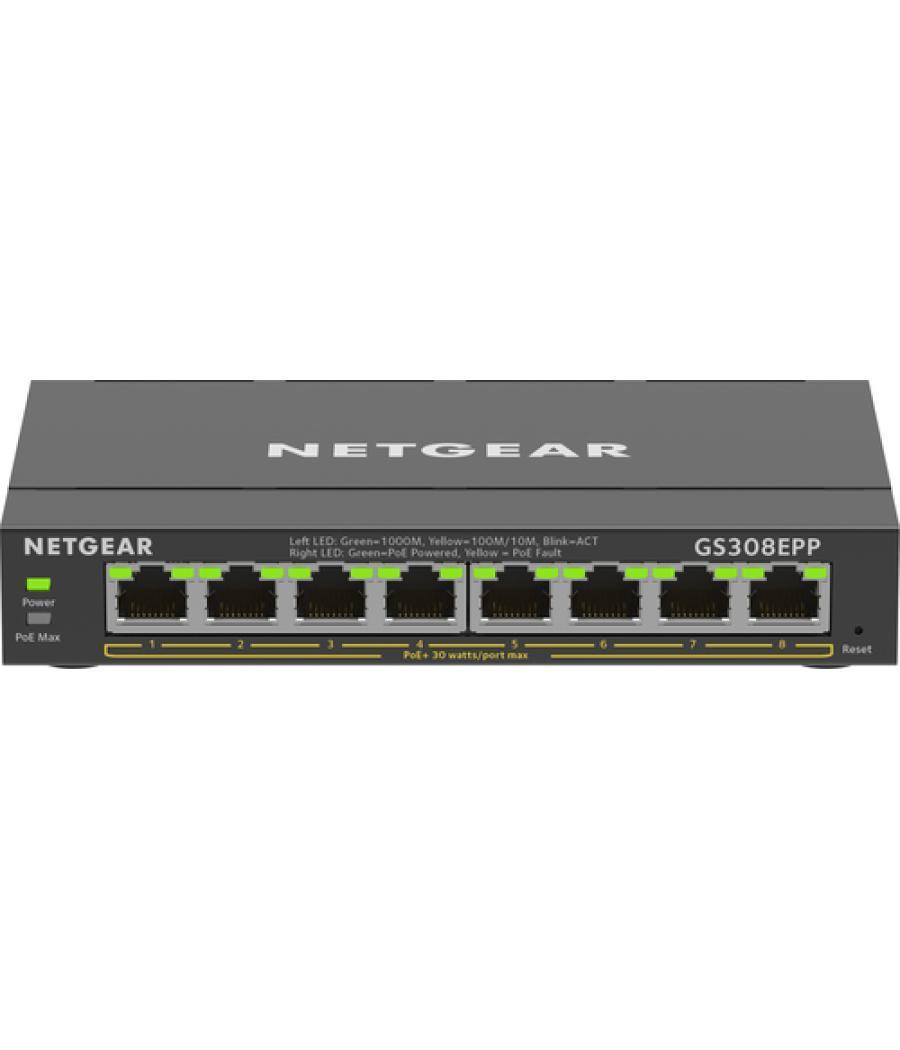 NETGEAR 8-Port Gigabit Ethernet High-Power PoE+ Plus Switch (GS308EPP) Gestionado L2/L3 Gigabit Ethernet (10/100/1000) Energía s