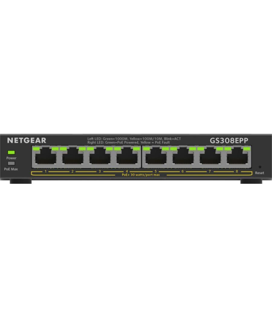 NETGEAR 8-Port Gigabit Ethernet High-Power PoE+ Plus Switch (GS308EPP) Gestionado L2/L3 Gigabit Ethernet (10/100/1000) Energía s