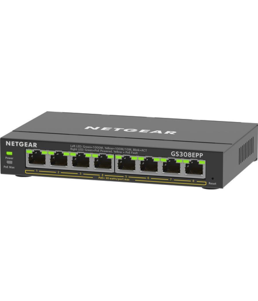 NETGEAR 8-Port Gigabit Ethernet High-Power PoE+ Plus Switch (GS308EPP) Gestionado L2/L3 Gigabit Ethernet (10/100/1000) Energía s