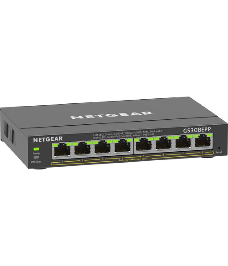 NETGEAR 8-Port Gigabit Ethernet High-Power PoE+ Plus Switch (GS308EPP) Gestionado L2/L3 Gigabit Ethernet (10/100/1000) Energía s