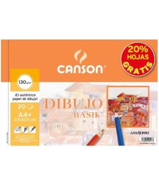 Canson bloc dibujo basik espiral 20h 20% gratis a4  130gr microperforado blanco natural -10u-