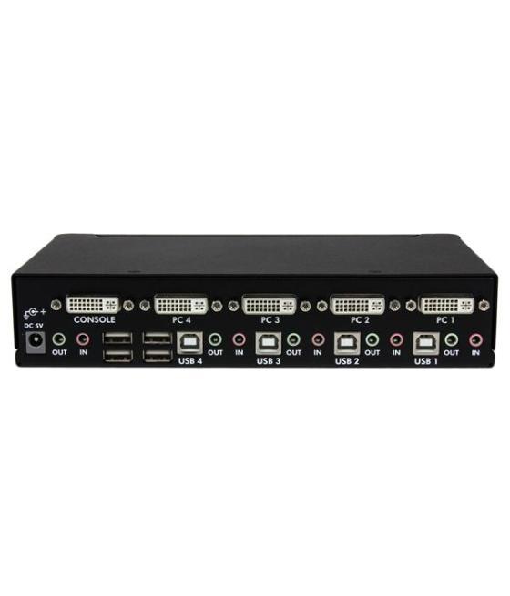 StarTech.com Conmutador Switch KVM de 4 Puertos de Vídeo DVI con Doble Enlace - Audio USB 2.0