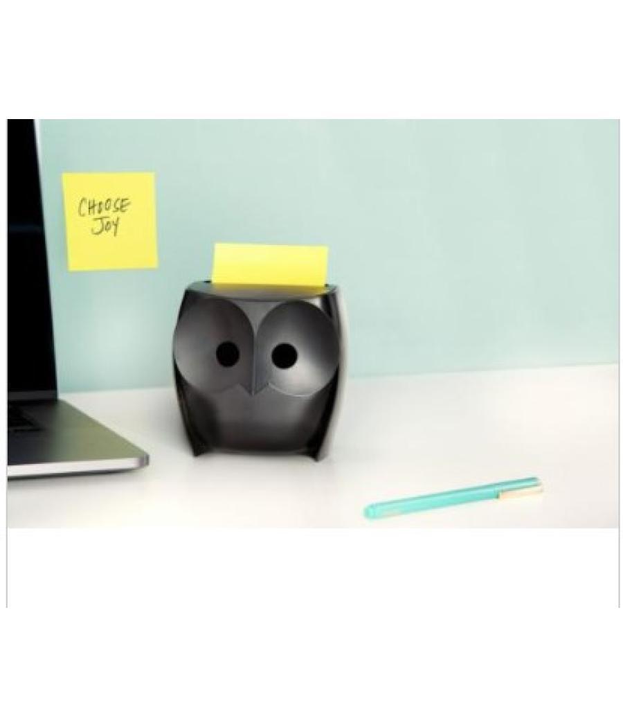 Pack dispensador z-notes búho negro + 2 blocs 45 hojas 76x76mm post-it super sticky z-notes owl-330 scoth 7100322315