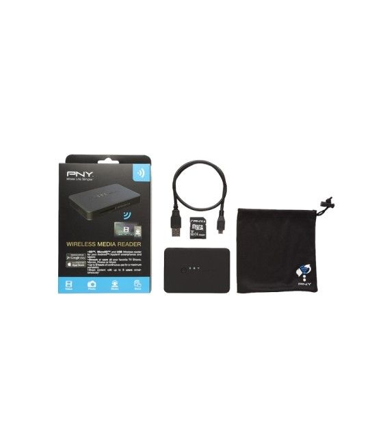 PNY - Lector de tarjetas inalabrico - Lectura SD + USB - Powerbank 2000mAh - Hasta 5 dispositivos - Imagen 1